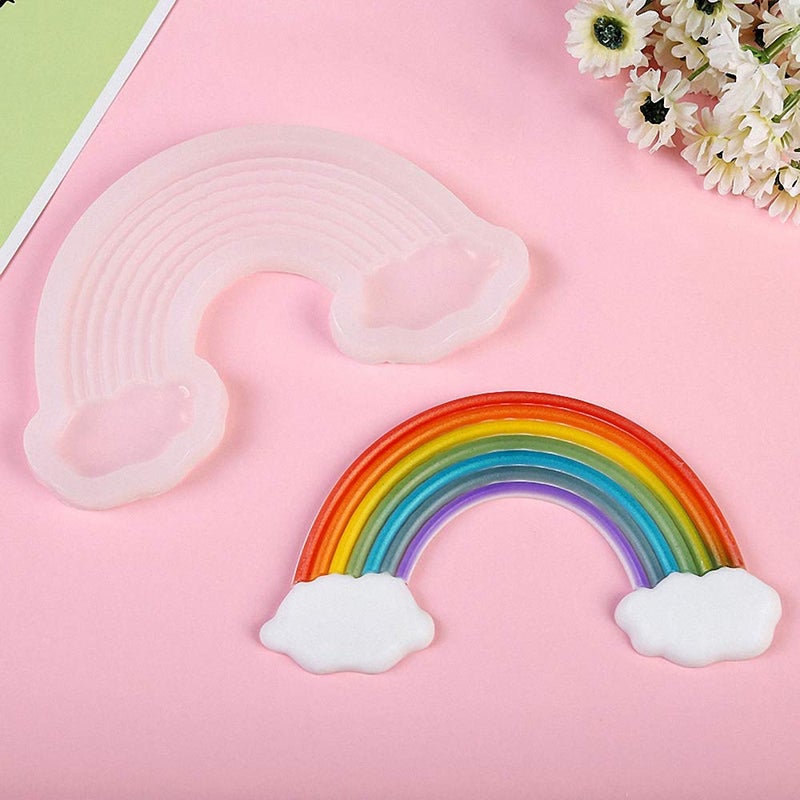 HiParty Large Size Rainbow Cake Fondant Mold, Rainbow with 2 Clouds Silicone Mold for Chocolate Gum Paste Sugar Craft Cake Topper Decoration Polymer Clay Epoxy Resin Baby Shower Party Supplies - Image 5